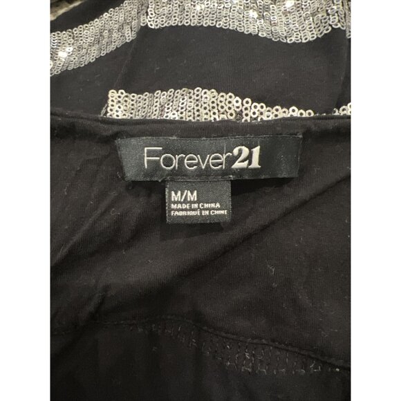 Forever21 Sequined Black & Silver Striped Tank Top M - Picture 4 of 6